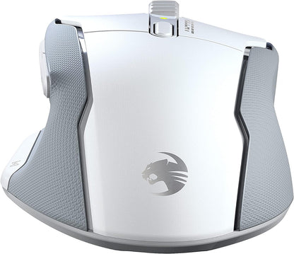 Roccat Kone Air - Draadloze ergonomische gamingmuis met batterijvermogen van 800 uur, optische sensor van 19K DPI, zijgrepen van dubbel geïnjecteerd rubber, Wit White