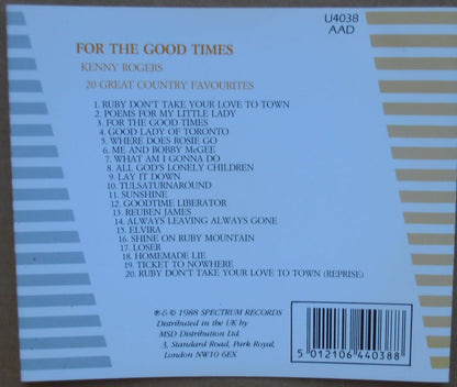 Kenny Rogers - For The Good Times-20 Great Country Favo