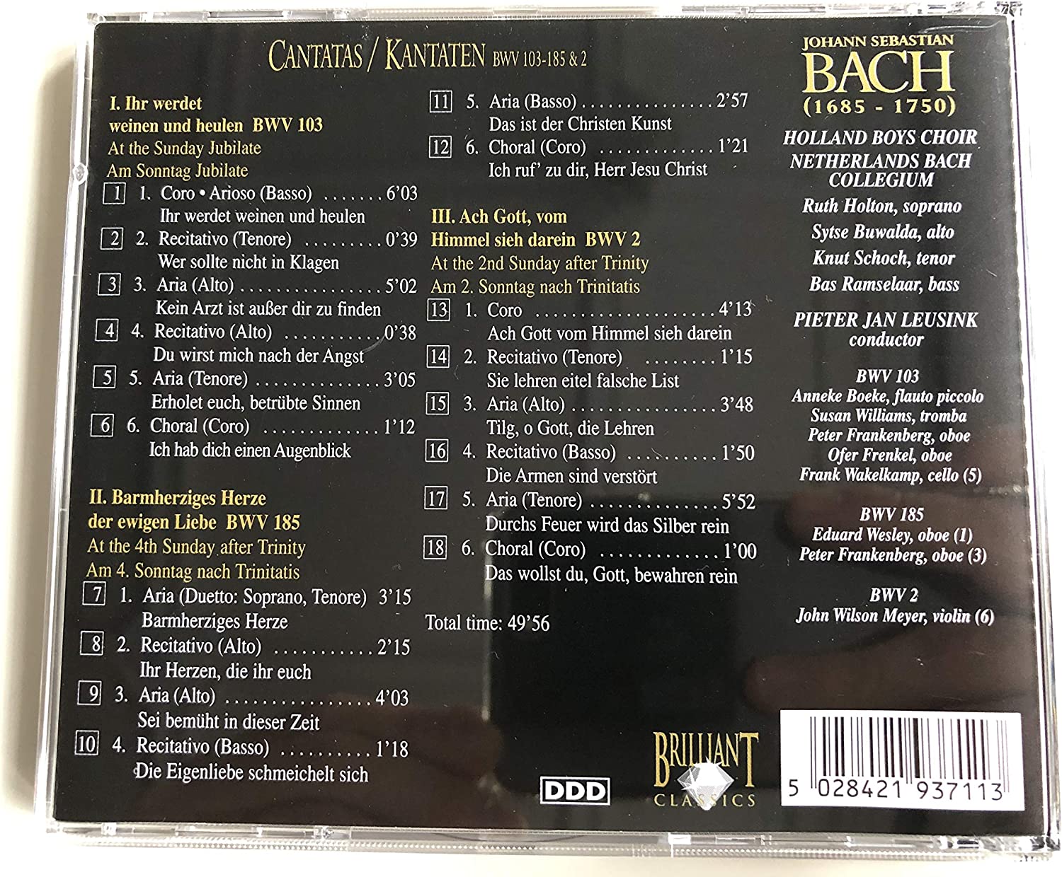 Bach: Cantatas 2, 103, 185