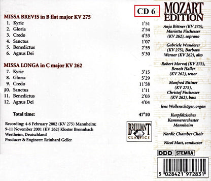 Mozart - Missa Brevis, KV 275; Missa Longa, KV 262