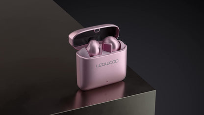 Ledwood Titan Earphones in Rose Gold - Wireless Bluetooth 5.1, All-Day Battery Life, SuperBass Technology