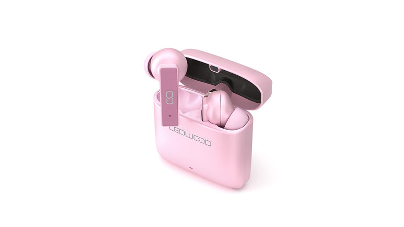 Ledwood Titan Earphones in Rose Gold - Wireless Bluetooth 5.1, All-Day Battery Life, SuperBass Technology