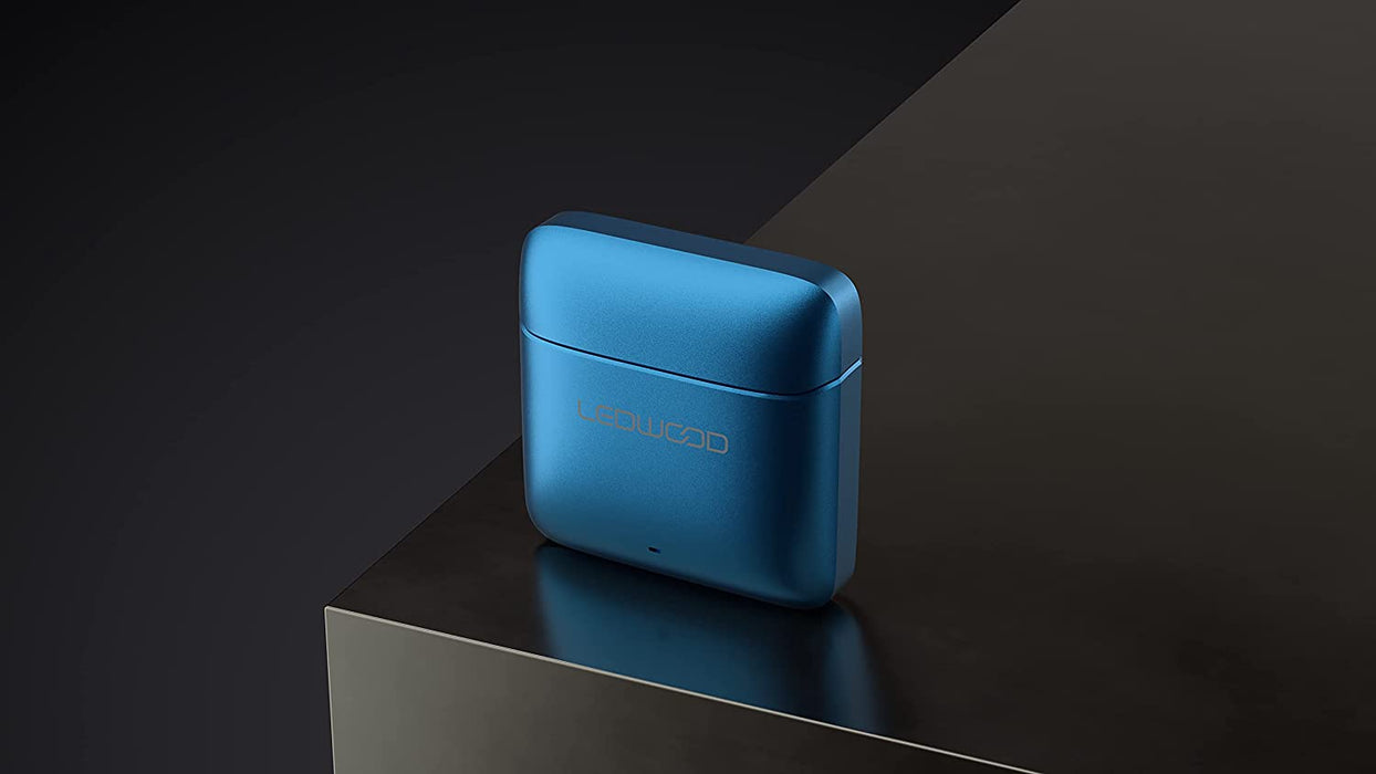 Ledwood Titan Earphones in Electric Blue - Wireless Bluetooth 5.1, All-Day Battery Life, SuperBass Technology