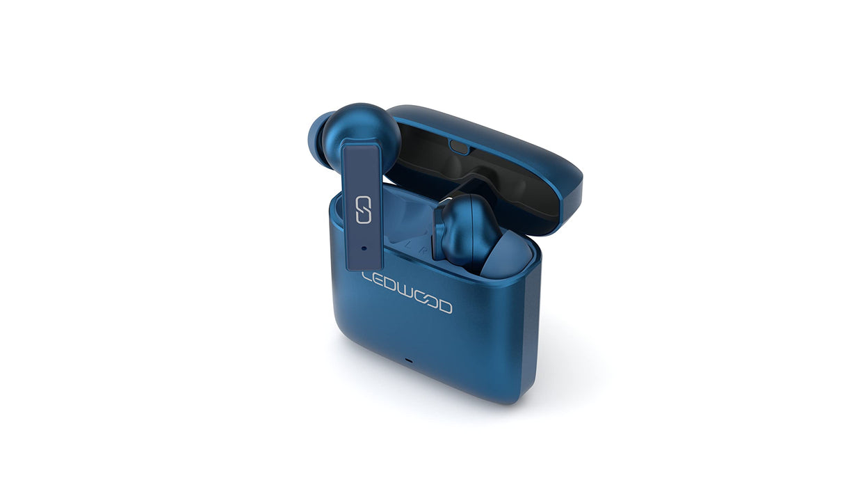 Ledwood Titan Earphones in Electric Blue - Wireless Bluetooth 5.1, All-Day Battery Life, SuperBass Technology
