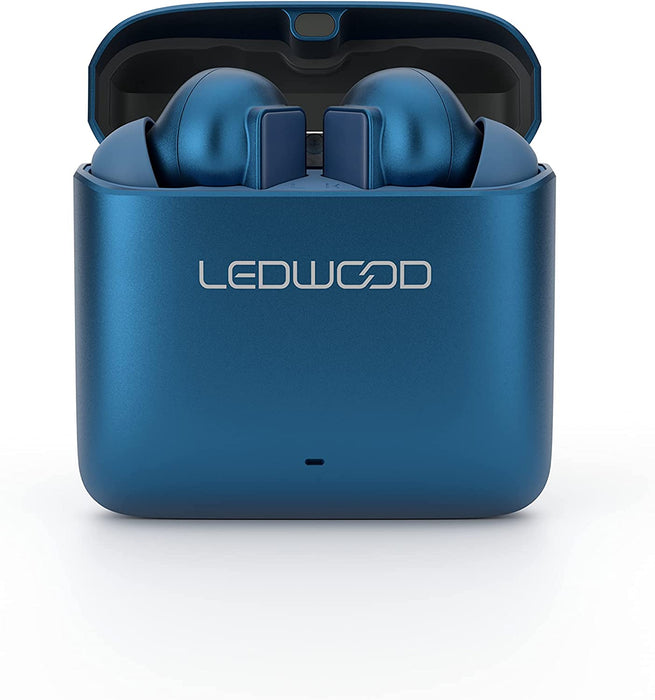 Ledwood Titan Earphones in Electric Blue - Wireless Bluetooth 5.1, All-Day Battery Life, SuperBass Technology