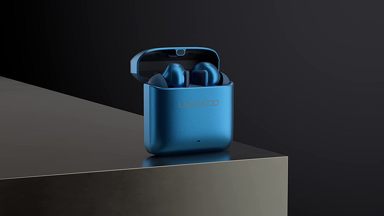 Ledwood Titan Earphones in Electric Blue - Wireless Bluetooth 5.1, All-Day Battery Life, SuperBass Technology