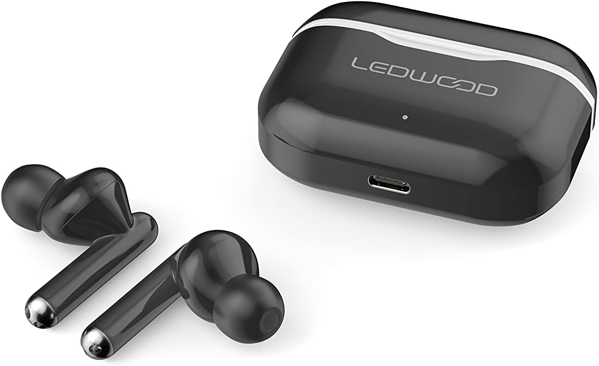 Ledwood Capella TWS Wireless Stereo Bluetooth 5.2 In-Ear Touch Earphones Super Bass Voice Assistant Compatible with iOS/Android (Black/White