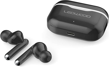 Ledwood Capella TWS Wireless Stereo Bluetooth 5.2 In-Ear Touch Earphones Super Bass Voice Assistant Compatible with iOS/Android (Black/White