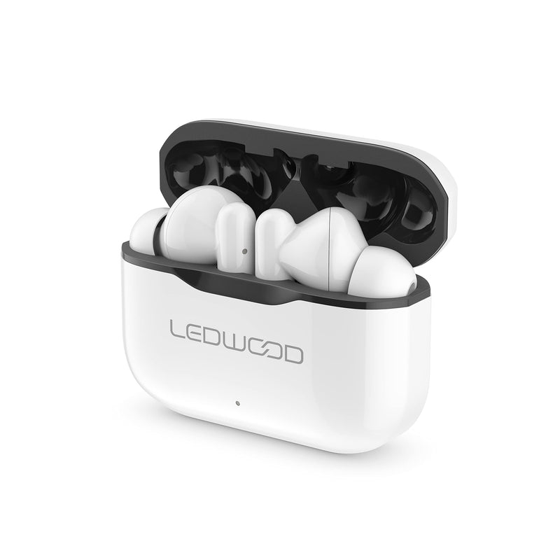 Ledwood Capella TWS Wireless Stereo Bluetooth 5.2 In-Ear Touch Earphones Super Bass Voice Assistant Compatible with iOS/Android (White/Black