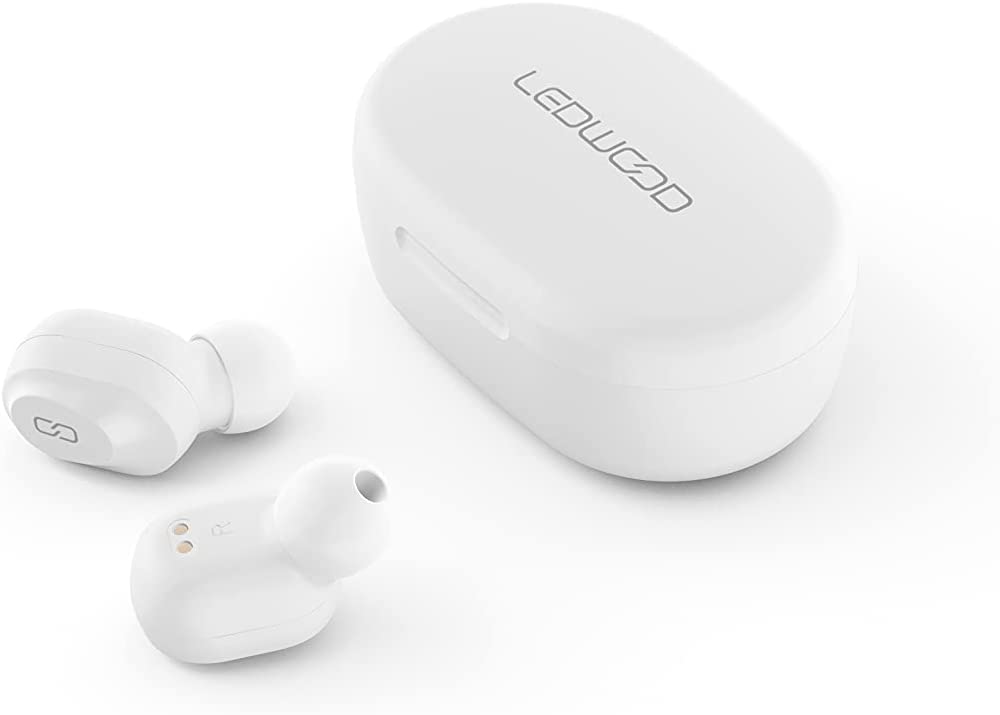 LEDWOOD Kepler TWS Wireless Earphones + Activity Tracker - Touch Earphones - Voice Assistance - Compatible with iOS/Android (White)