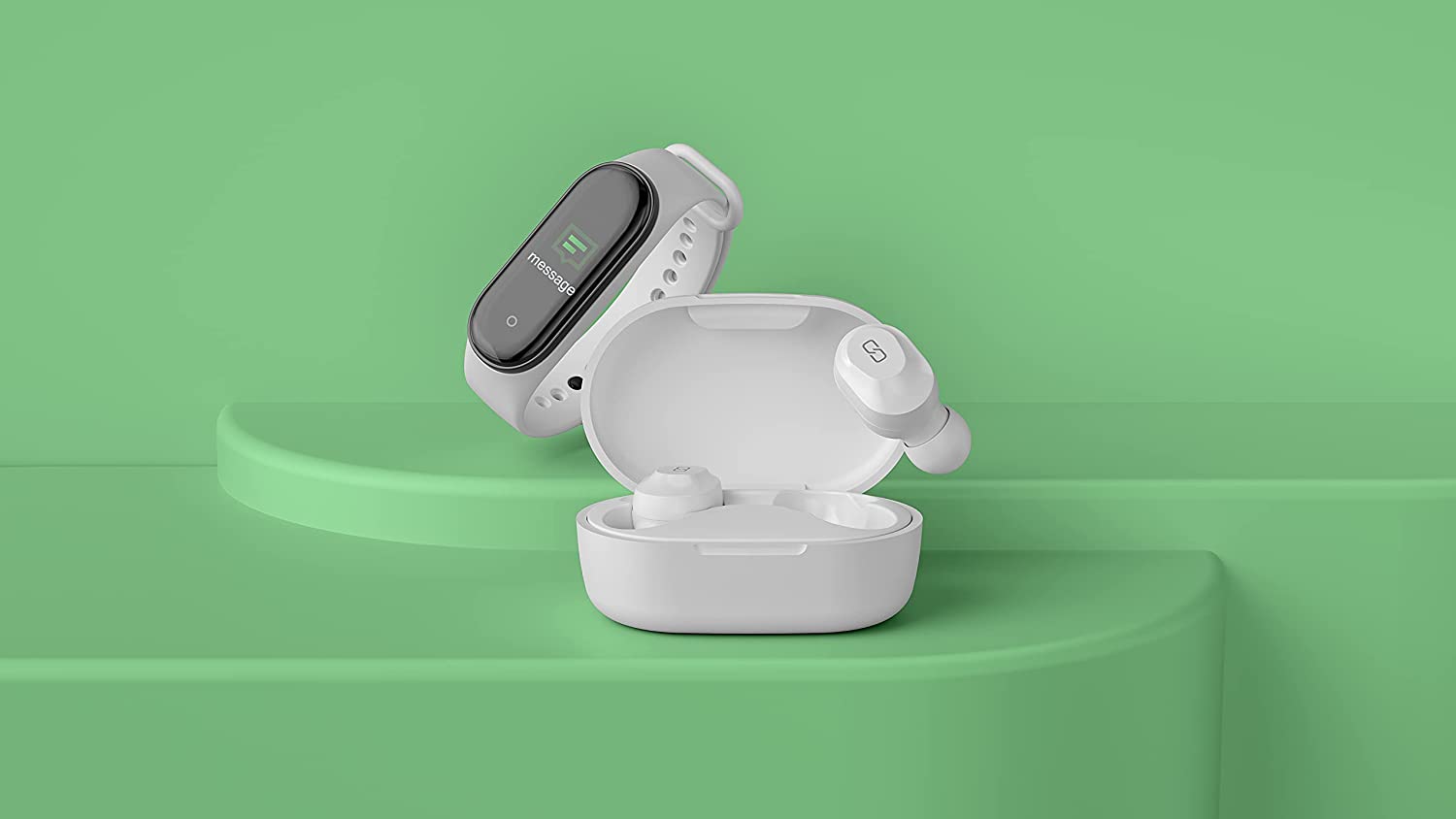 LEDWOOD Kepler TWS Wireless Earphones + Activity Tracker - Touch Earphones - Voice Assistance - Compatible with iOS/Android (White)