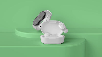 LEDWOOD Kepler TWS Wireless Earphones + Activity Tracker - Touch Earphones - Voice Assistance - Compatible with iOS/Android (White)