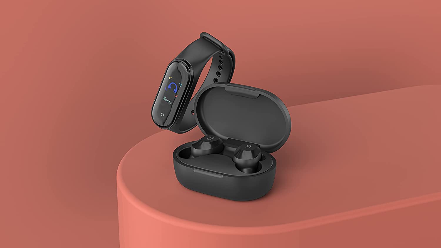 Ledwood BUNDLE KEPLER ECOUTEURS TWS AVEC TRACKER ACTIVITÃ‰ NOIR