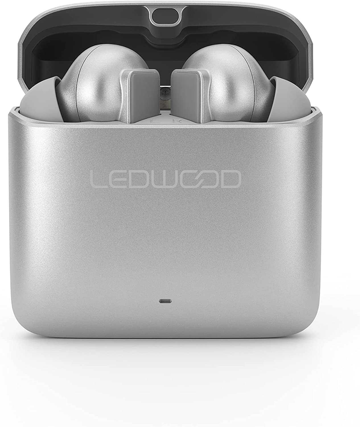 Ledwood Titan Earphones in Sterling Silver - Wireless Bluetooth 5.1, All-Day Battery Life, SuperBass Technology