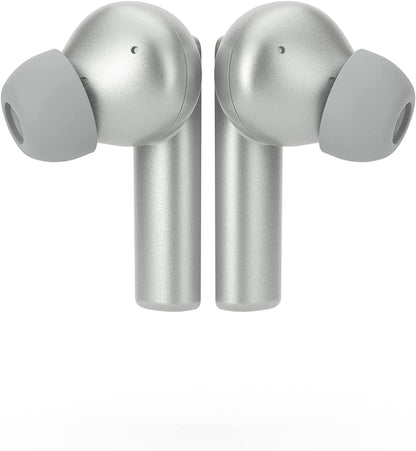 Ledwood Titan Earphones in Sterling Silver - Wireless Bluetooth 5.1, All-Day Battery Life, SuperBass Technology