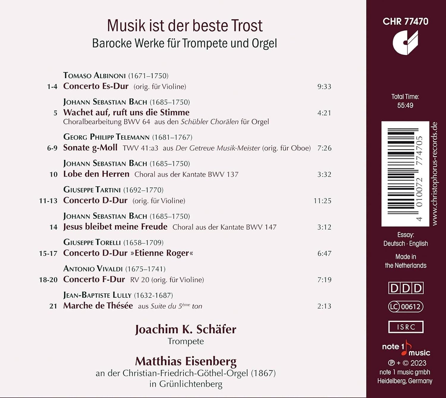 Musik Ist Der Beste Trost: Barocke Werke Für Trompete Und Orgel