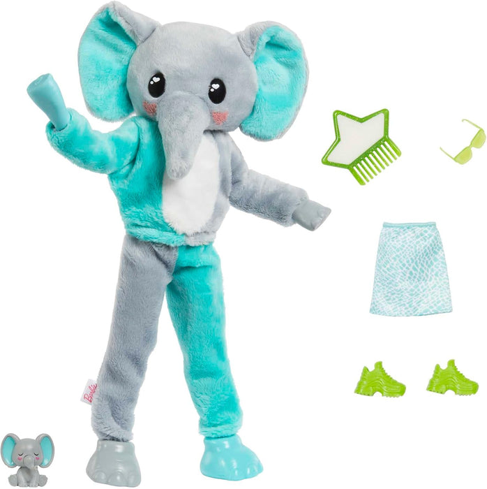 Barbie Cutie Reveal Serie Amigos de la Jungla Elefante Disfraz Revela una muñeca articulada con Mascota y Accesorios Sorpresa de Moda, Juguete +3 años (Mattel HKP98