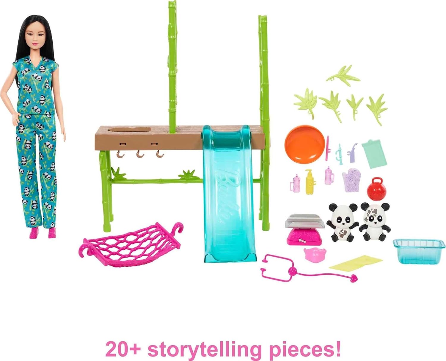 Barbie Tú Puedes ser Rescate de Pandas Muñeca asiática veterninaria con Set de Juego con Mascotas y Accesorios de Profesiones, Juguete +3 años (Mattel HKT77)