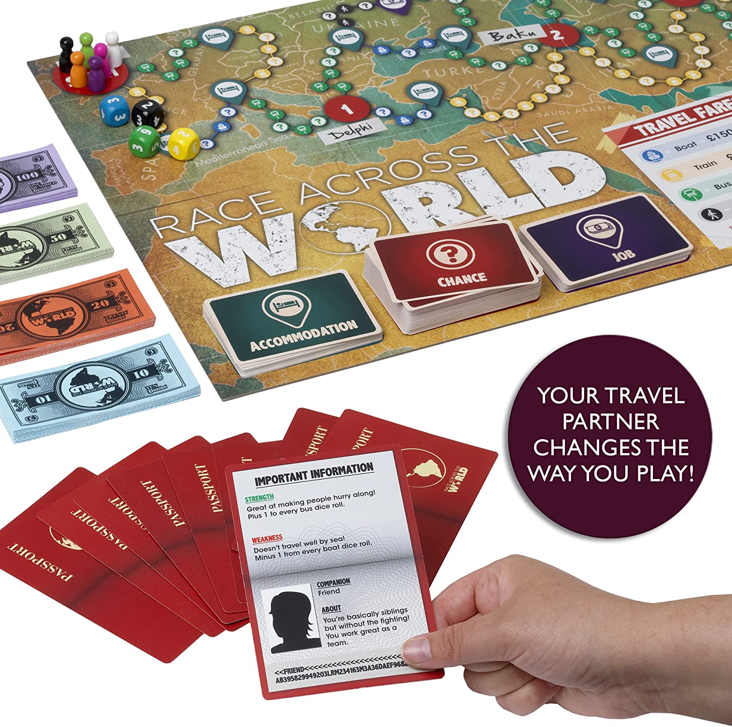 IDEAL | Race Across the World: The globe-trotting adventure game! | Family TV Show Game| For 2-6 Players | Ages 8+