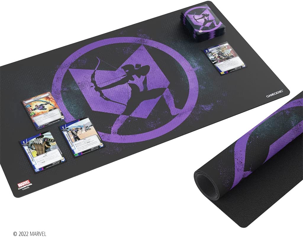 Marvel Champions Hawkeye Game Mat | Slip-Resistant 24" by 14" Rubber Mat | Designed for Use with Marvel Champions The Card Game | Compatible with Other TCGs and LCGs | Made by Gamegenic