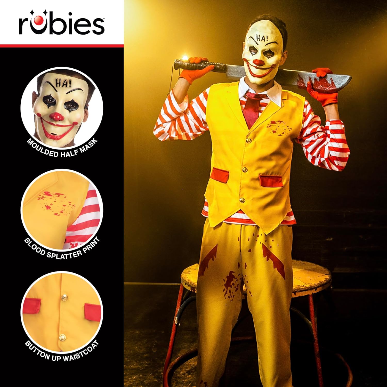 Bristol Novelty Dapper Clown Male Costume, Adult Fancy Dress, World Book Day
