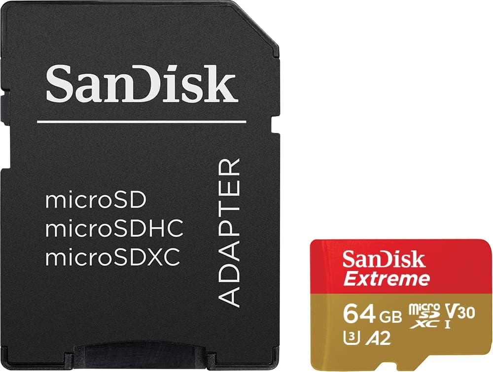 SanDisk 64GB Extreme microSDXC card for Action Cams and Drones + SD adapter + RescuePRO Deluxe, up to 170 MB/s, with A2 App Performance, UHS-I, Class 10, U3, V30 (Pack of 2) 64 gb (Pack of 2