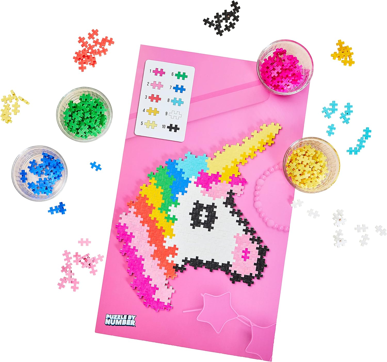 PLUS PLUS - Rompecabezas por número Unicornio de 250 Piezas - Juego de construcción - PP3929
