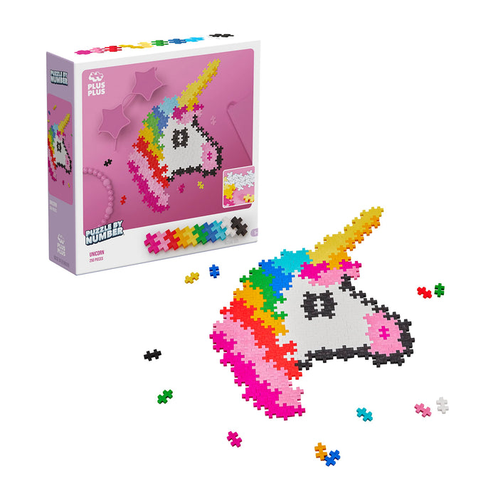 PLUS PLUS - Rompecabezas por número Unicornio de 250 Piezas - Juego de construcción - PP3929