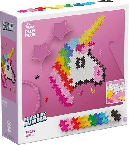 PLUS PLUS - Rompecabezas por número Unicornio de 250 Piezas - Juego de construcción - PP3929