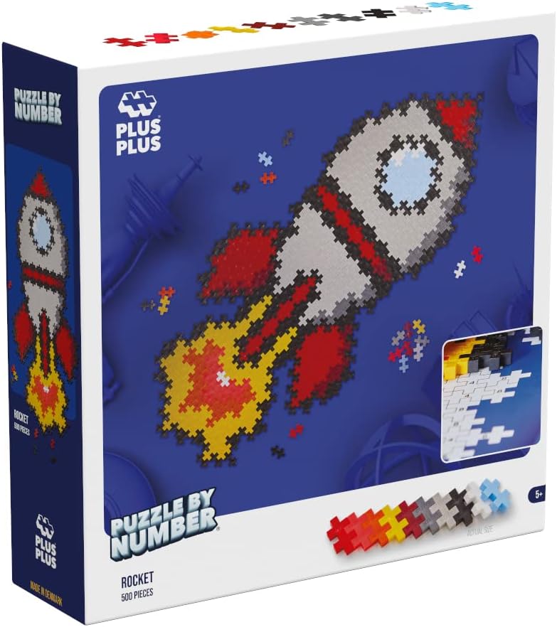 Plus-Plus 3930 9603930, Ingenious Construction Toy, Puzzle Rocket, Creative Building Blocks, Pieces, Multicoloured, 500 Teile
