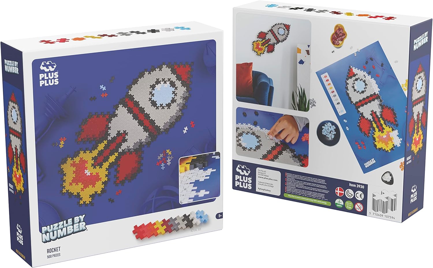 Plus-Plus 3930 9603930, Ingenious Construction Toy, Puzzle Rocket, Creative Building Blocks, Pieces, Multicoloured, 500 Teile
