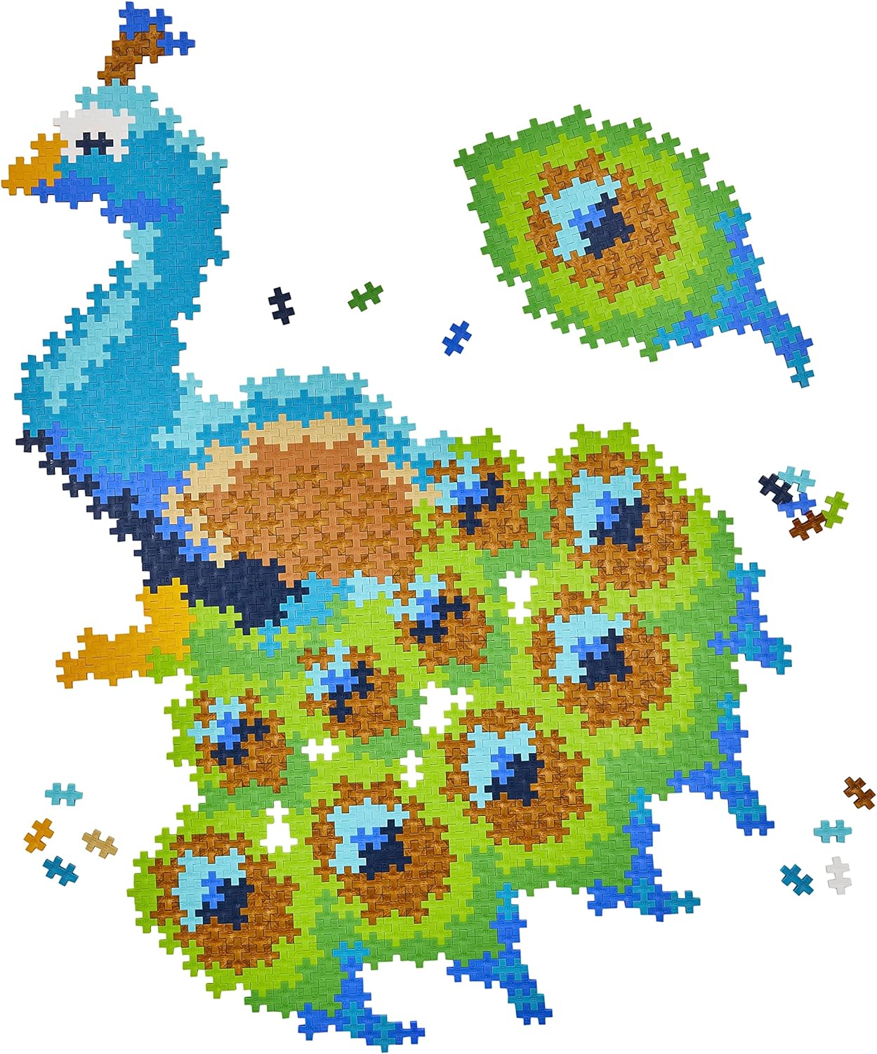 Plus-Plus 3931 9603931 Ingenious Construction Toy Puzzle Peacock Creative Building Blocks 800 Pieces, Multicoloured