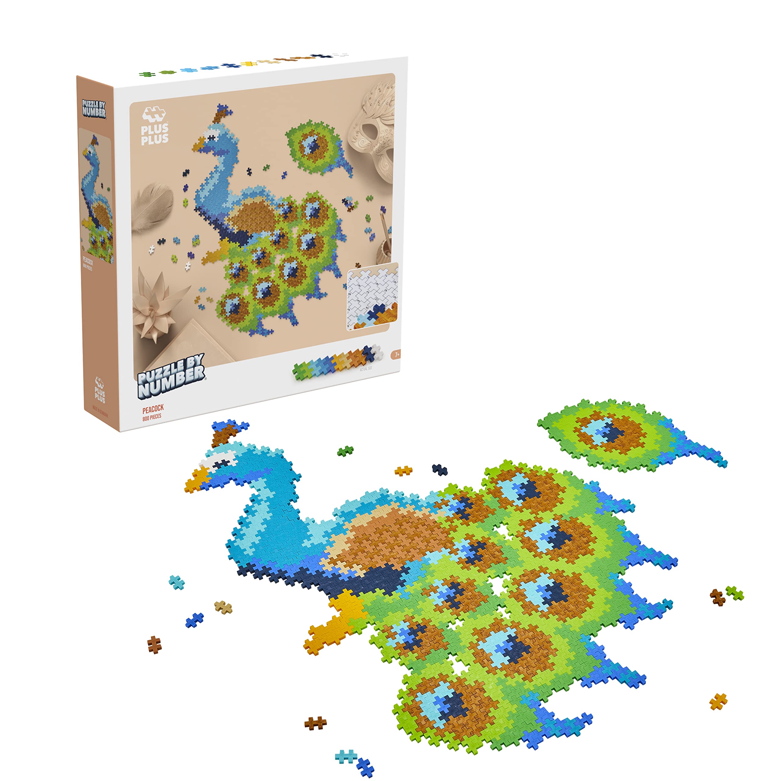 Plus-Plus 3931 9603931 Ingenious Construction Toy Puzzle Peacock Creative Building Blocks 800 Pieces, Multicoloured