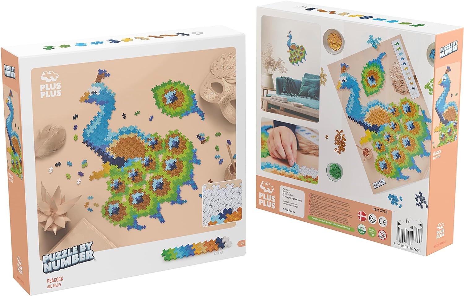 Plus-Plus 3931 9603931 Ingenious Construction Toy Puzzle Peacock Creative Building Blocks 800 Pieces, Multicoloured