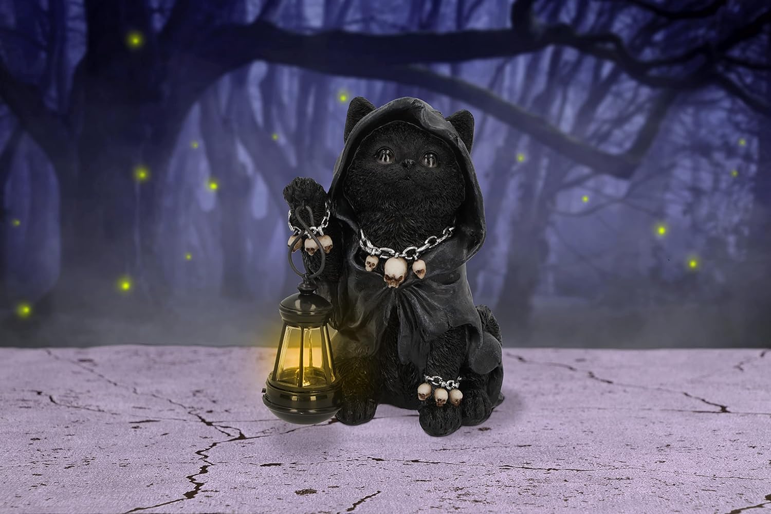 Nemesis Now Reapers Feline Cat Lantern Figurine, Black, 18.5cm