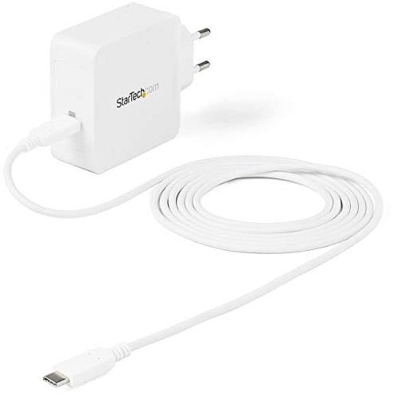StarTech.com Cargador USB C de Pared - Cargador USB Tipo C de 60W para Ordenador Portátil - con Cable de 2m - Adaptador Universal de Alimentación Compacto USB C - Dell/Lenovo X1/HP/MacBook (WCH1CEU