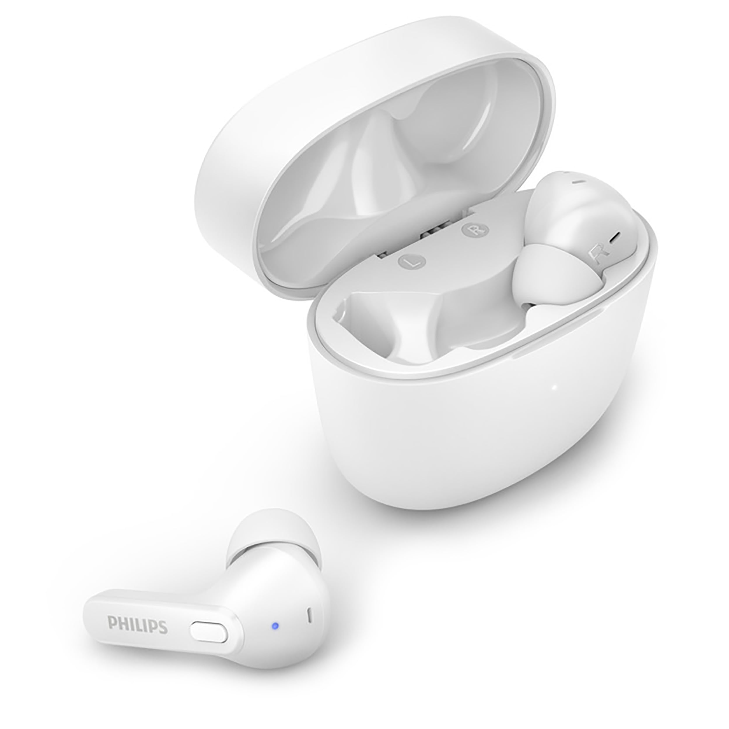 PHILIPS Auricolari Bluetooth con Microfono Wireless, Resistenti al Sudore, 18 Ore di Riproduzione, Morbidi e Confortevoli Earbuds, Auricolari TAT2206WT/00