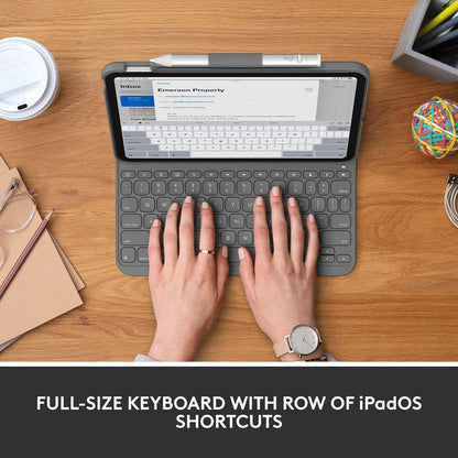 Logitech iPad (10th generation) Keyboard Case | Slim Folio with integrated wireless keyboard (Graphite) - PAN Nordic Layout