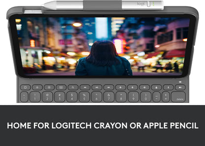 Logitech iPad (10th generation) Keyboard Case | Slim Folio with integrated wireless keyboard (Graphite) - PAN Nordic Layout