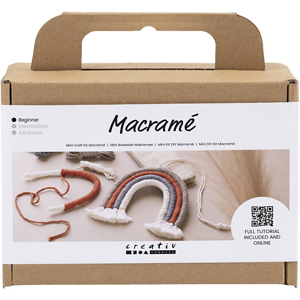 Creativ Company Mini Macrame Craft Set - Rainbow - Perfect Complete Set for Making Your Own Macrame Rainbow