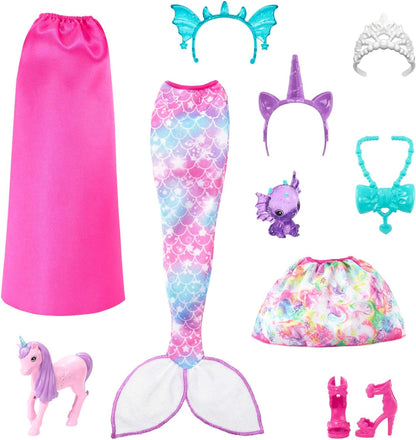 Barbie Doll, Mermaid Toys, Barbie Clothes and Accessories, Fantasy Dress-Up Set, Baby Unicorn and Dragon Pets, HLC28 Modern