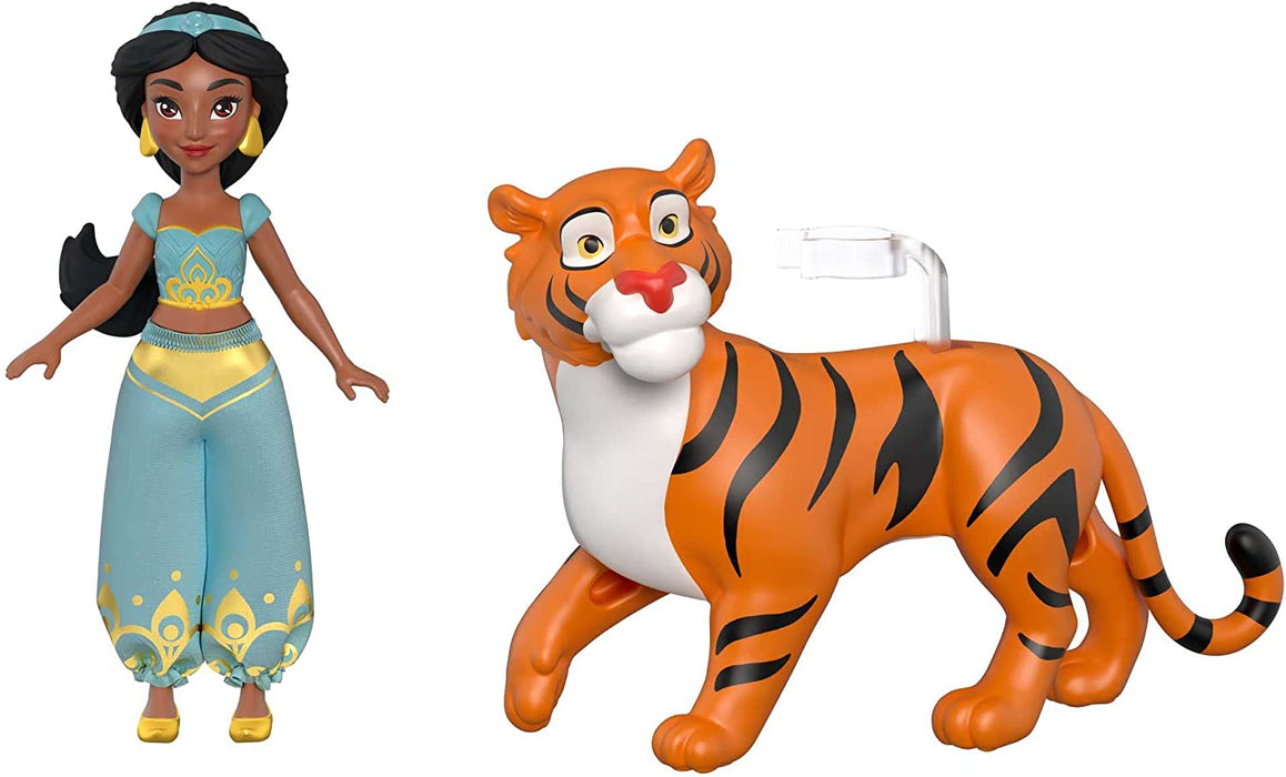 Disney Princess Toys, Princess Jasmine Posable Small Doll and Rajah Tiger Inspired by the Disney Movie Aladdin, Gifts for Kids, HLW83