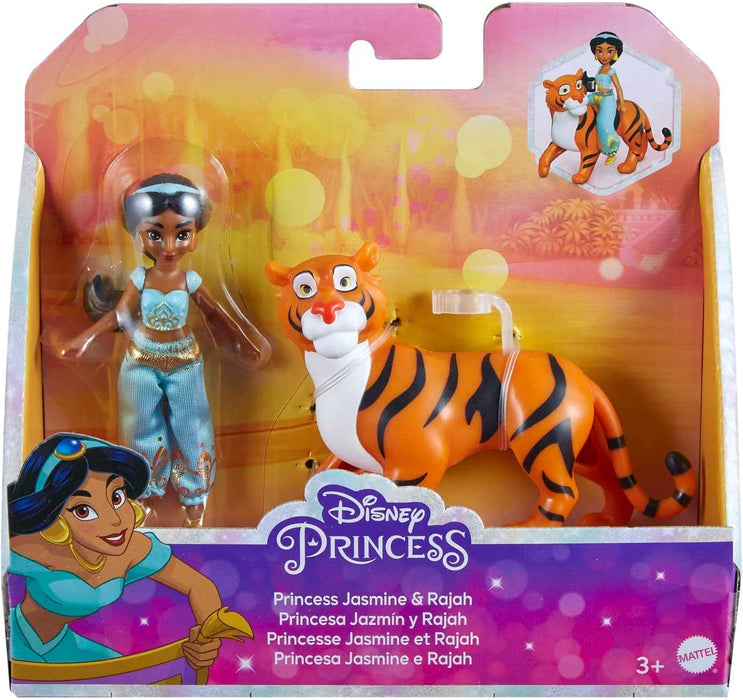 Disney Princess Toys, Princess Jasmine Posable Small Doll and Rajah Tiger Inspired by the Disney Movie Aladdin, Gifts for Kids, HLW83