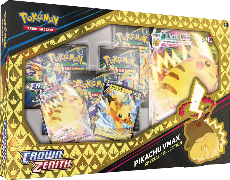 Pokémon TCG: Crown Zenith Special Collection - Pikachu VMAX (2 Etched Foil Promo Cards, 1 Foil Oversize Card and 5 Booster Packs)