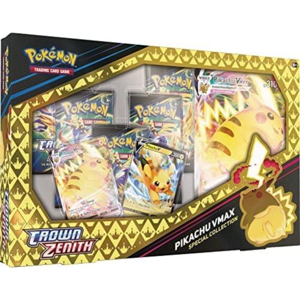 Pokémon TCG: Crown Zenith Special Collection - Pikachu VMAX (2 Etched Foil Promo Cards, 1 Foil Oversize Card and 5 Booster Packs)