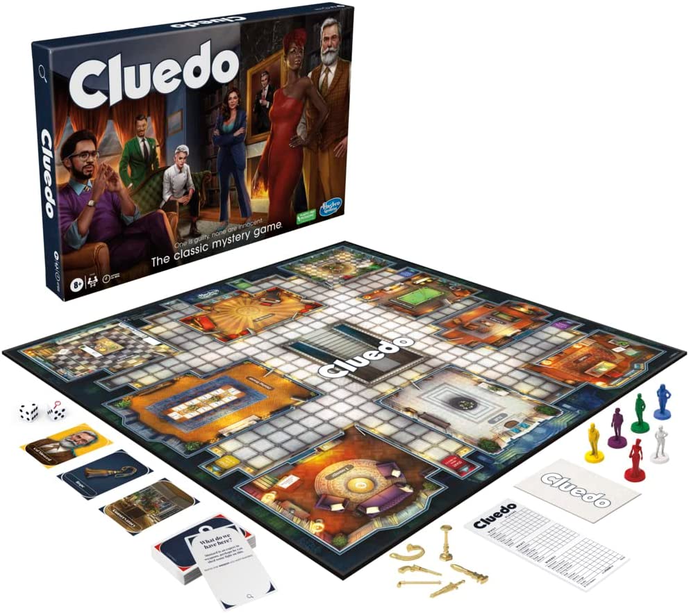 Hasbro Gaming Cluedo Brettspiel für Kinder ab 8 Jahren, neu interpretierter Klassiker für 2-6 Spieler, Detektiv-Rätselspiele, Familienzeit und Erwachsene