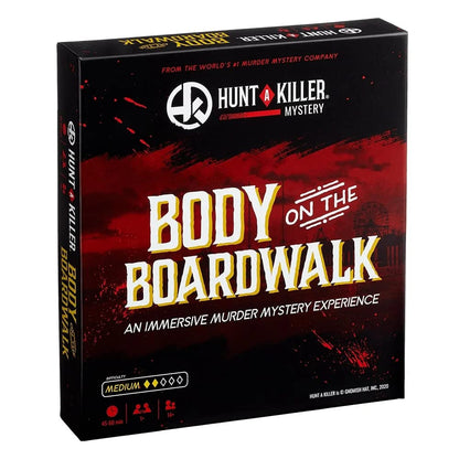 Hunt A Killer: Body On The Boardwalk, Cattura l'assassino del parco divertimenti, Gioco interattivo di misteri irrisolti, Scatola misteriosa per una serata di gioco, Carte degli omicidi misteriosi