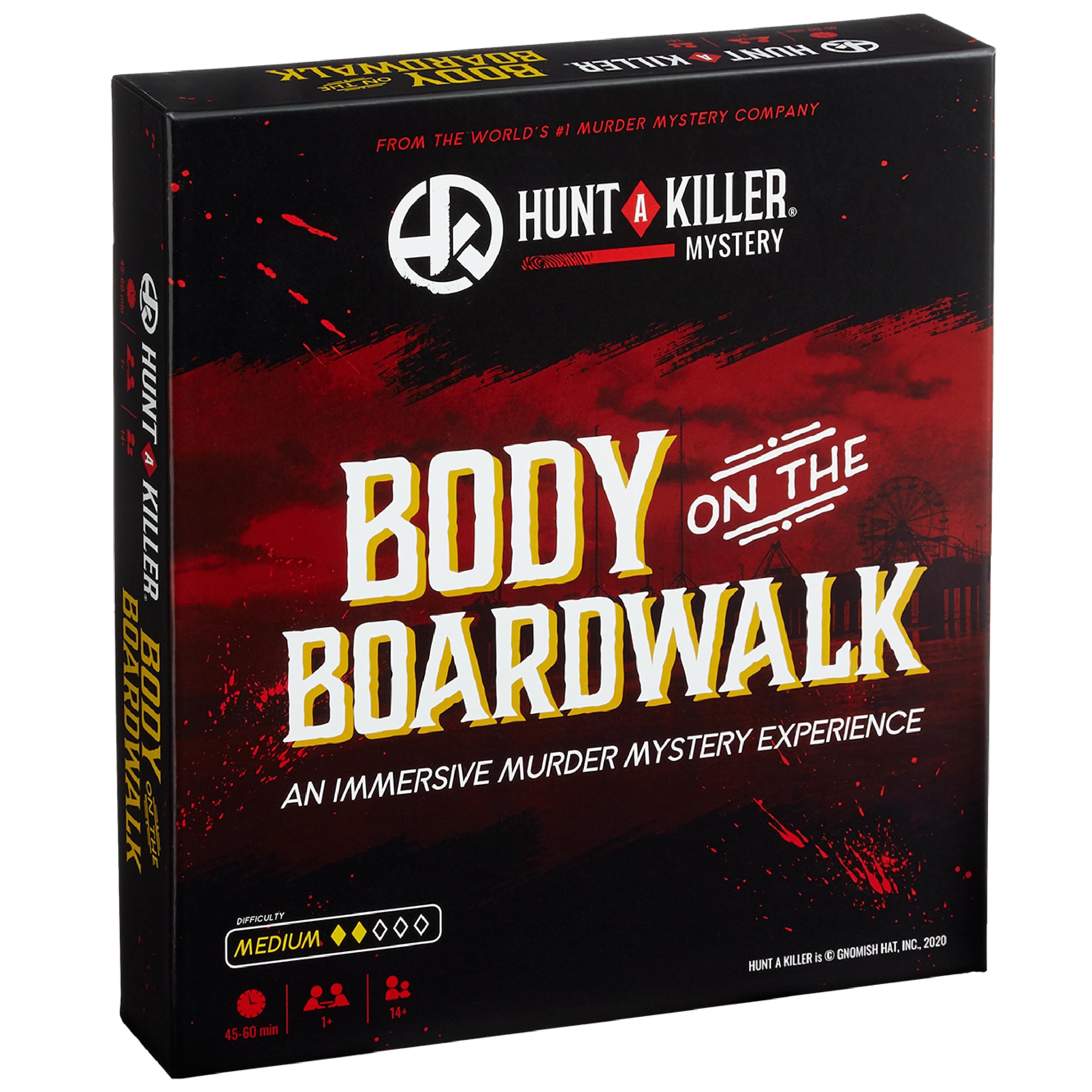 Hunt A Killer: Body On The Boardwalk, Cattura l'assassino del parco divertimenti, Gioco interattivo di misteri irrisolti, Scatola misteriosa per una serata di gioco, Carte degli omicidi misteriosi