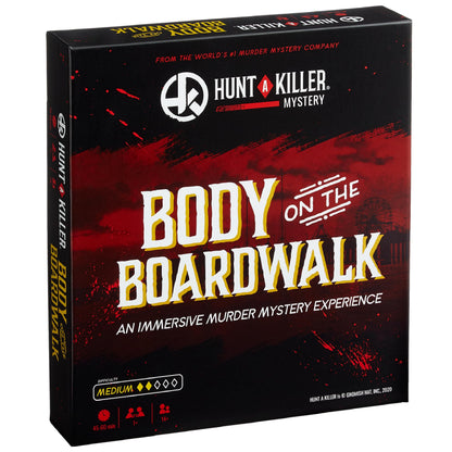 Hunt A Killer: Body On The Boardwalk, Cattura l'assassino del parco divertimenti, Gioco interattivo di misteri irrisolti, Scatola misteriosa per una serata di gioco, Carte degli omicidi misteriosi