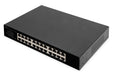 DIGITUS 24 Port Gigabit Netzwerk-Switch - unmanaged - lüfterlos - VLAN-Modus - DIP-Schalter - 10/100/1000 Mbps - inkl. 19" Montagewinkeln - schwarz 24-Port - VLAN 1 Gbps